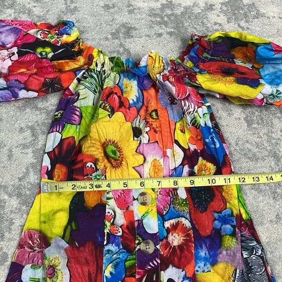 NWT Walter Baker Kylie Puff Sleeve Off the Shoulder Mini Dress Colorful Sz 0 - Picture 7 of 14